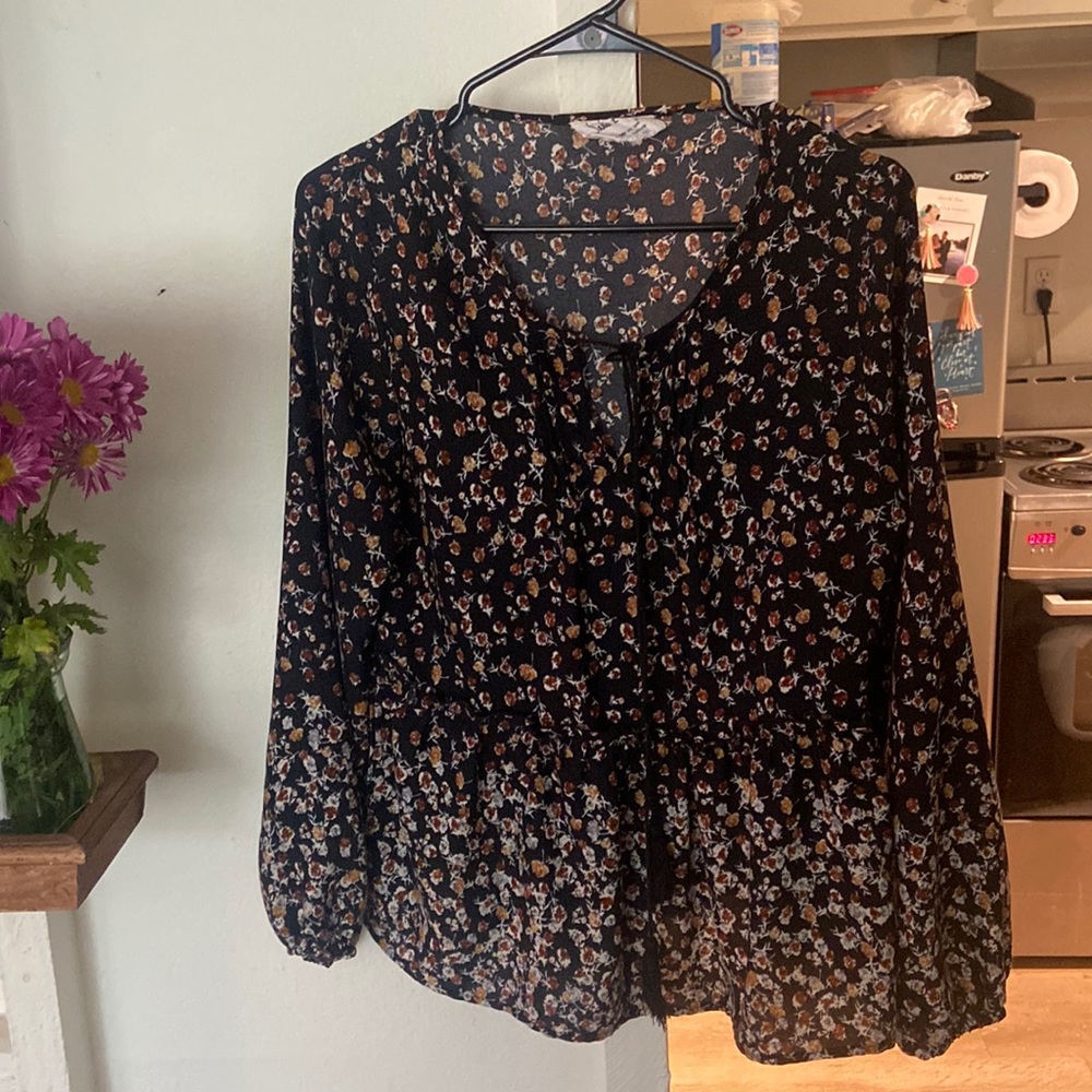 Floral Long Sleeve baby doll blouse